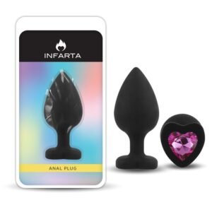 Anal Plug Heart Love Silicone Large Black Plug - Purple Diamond