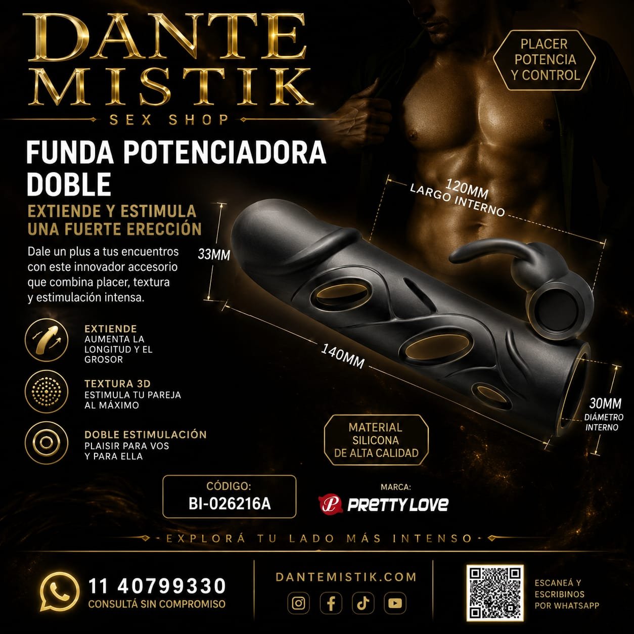 Funda Potenciadora Doble - Extiende Y Estimula Una Fuerte Erección
