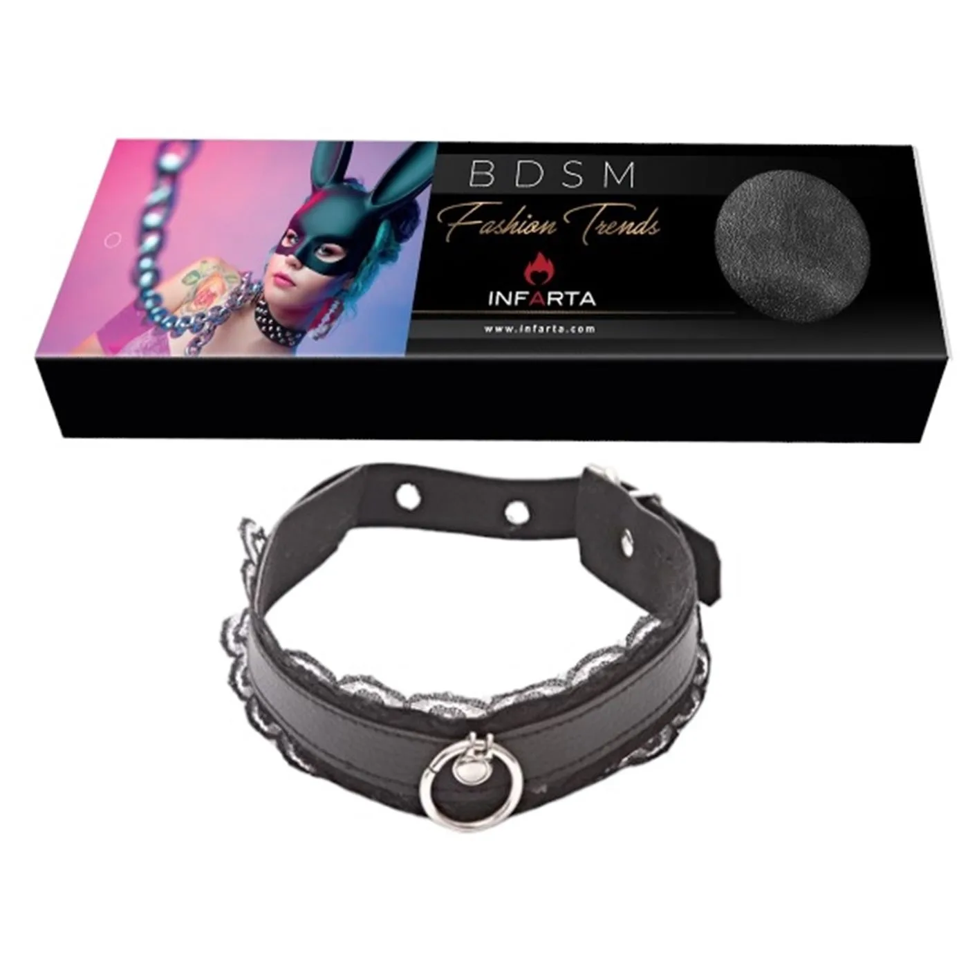 Collar Choker Aro Y Puntilla Negra