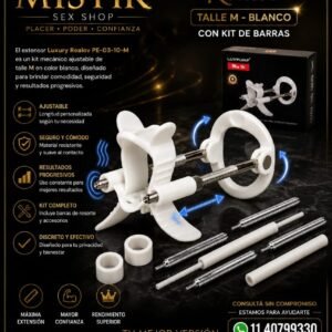 Extensor De Pene Luxury Realov Talle M Blanco Con Kit De Barras