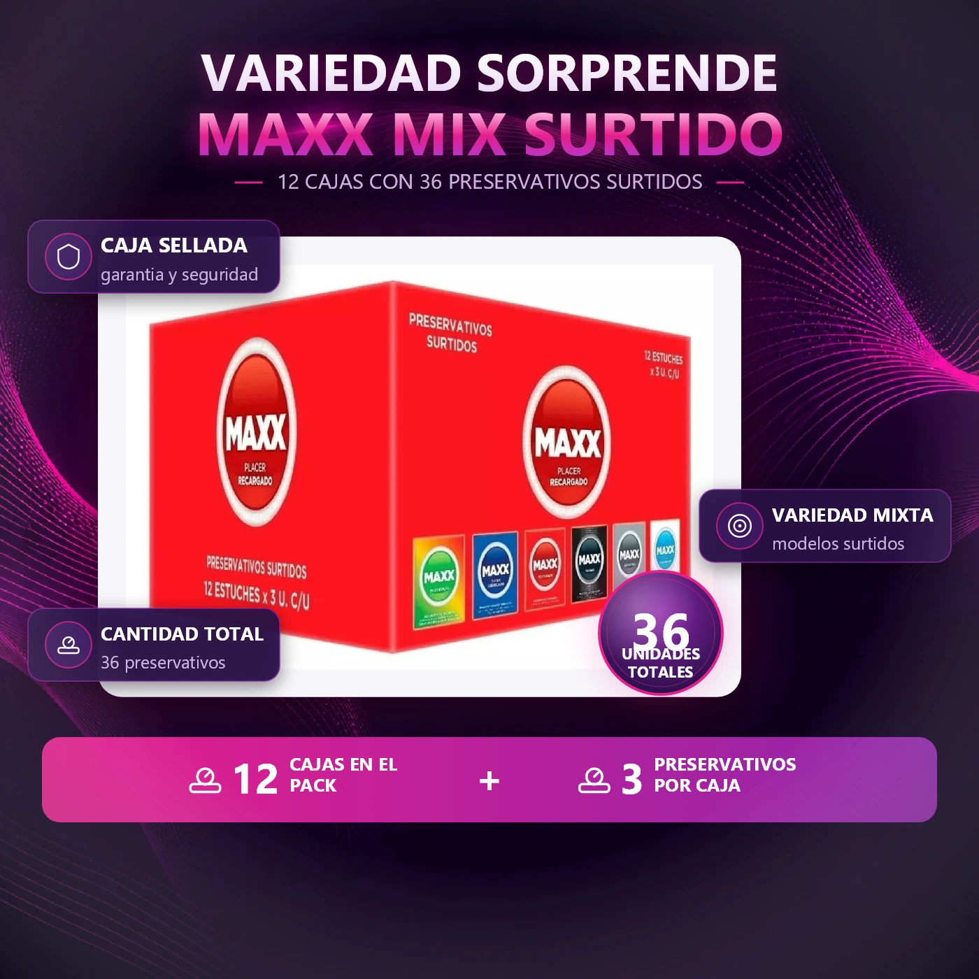 Maxx Preservativos Mixto 12X03 - Imagen 5