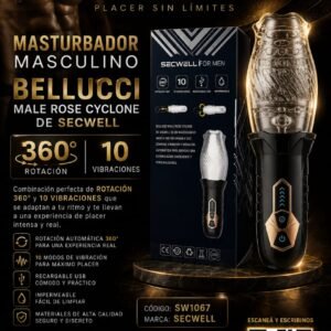Masturbador Masculino Bellucci Secwell Con Rotación 360° Y 10 Vibraciones