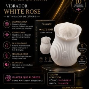 Vibrador White Rose Estimulador Clitoris Usb Recargable 10 Funciones 6Cmx7cm