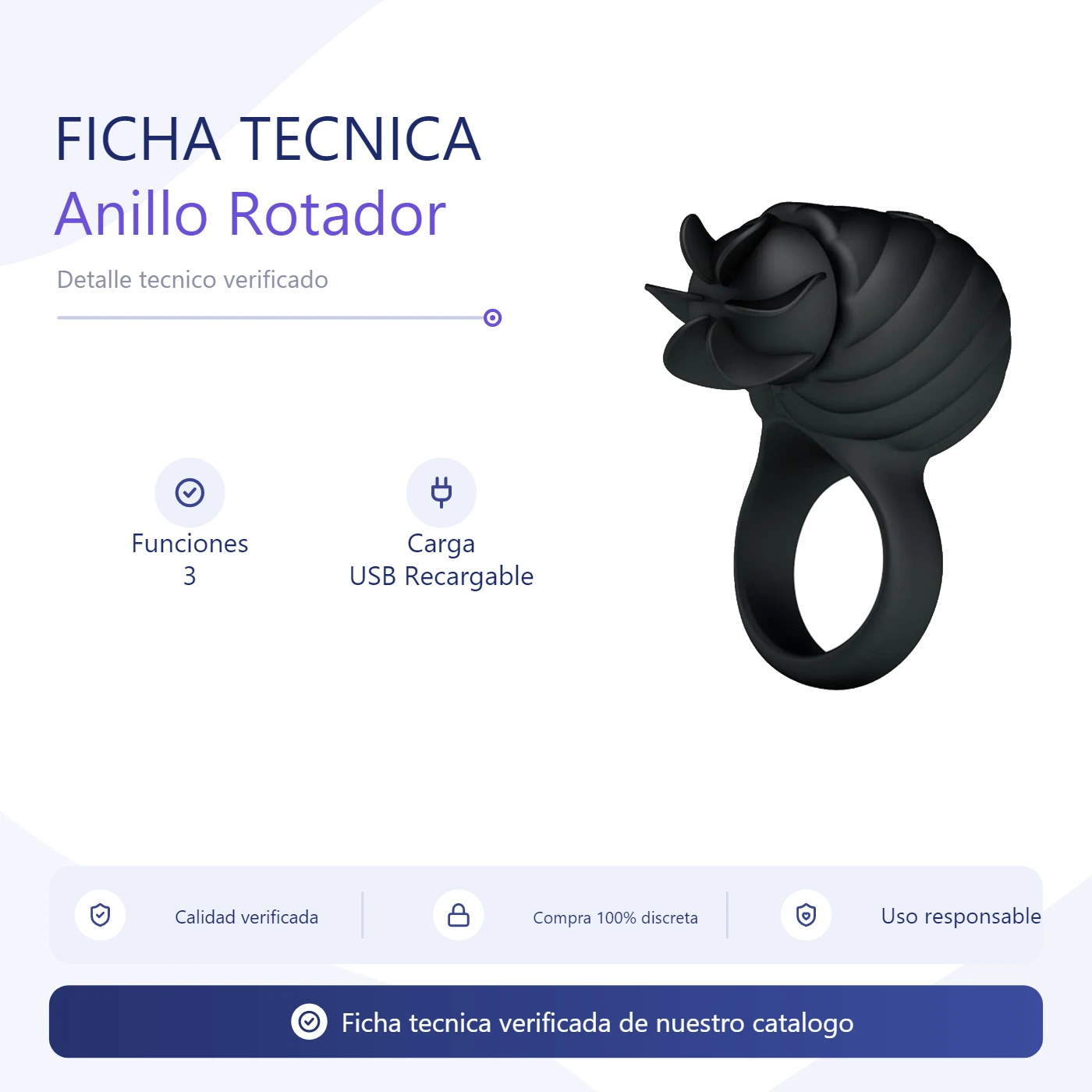 Anillo Rotador Frances 3 Funciones Usb Recargable - Imagen 3
