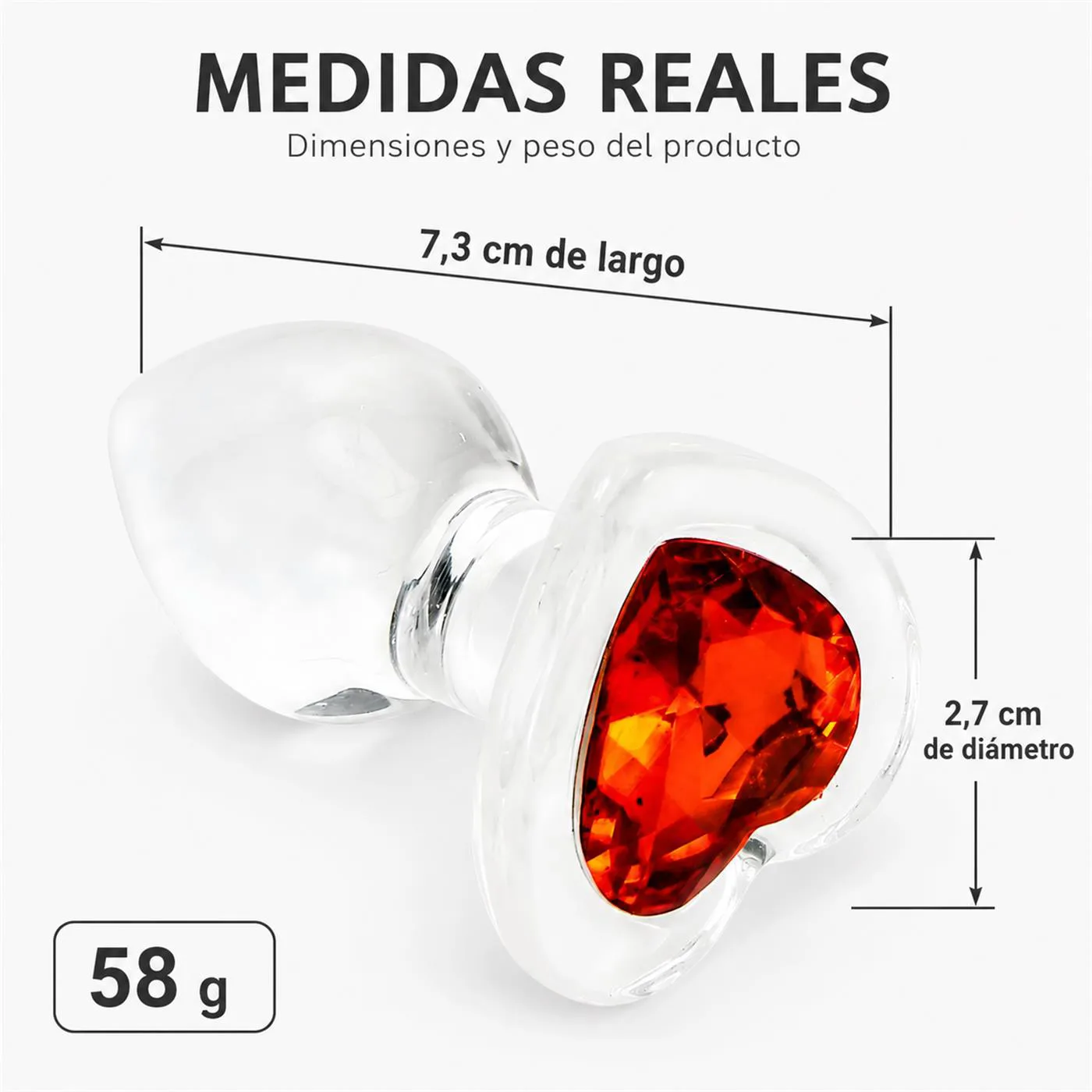 Glass Anal Plug Rosso Cuore Small - Imagen 6