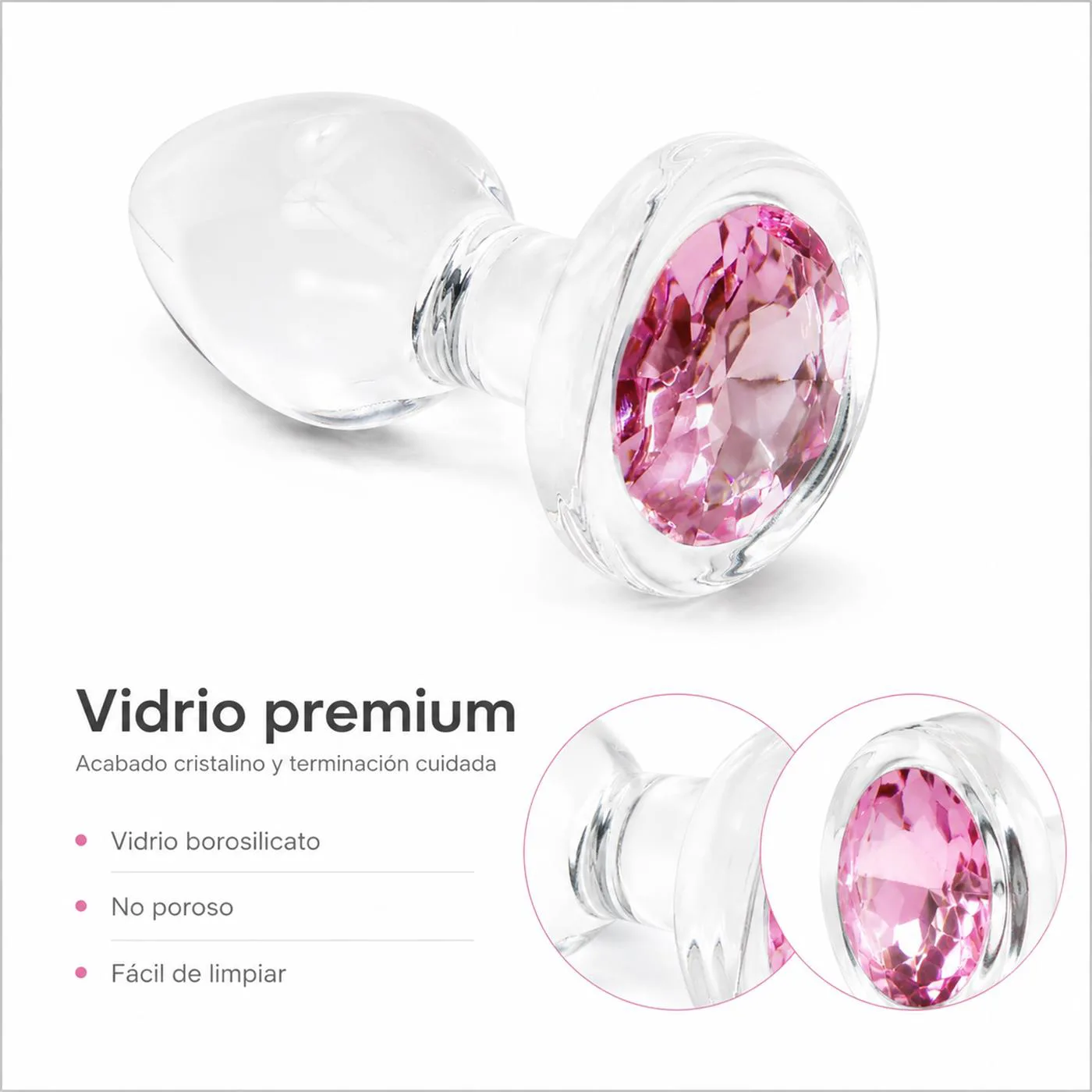 Glass Anal Plug Gemma Rosa Small - Imagen 7