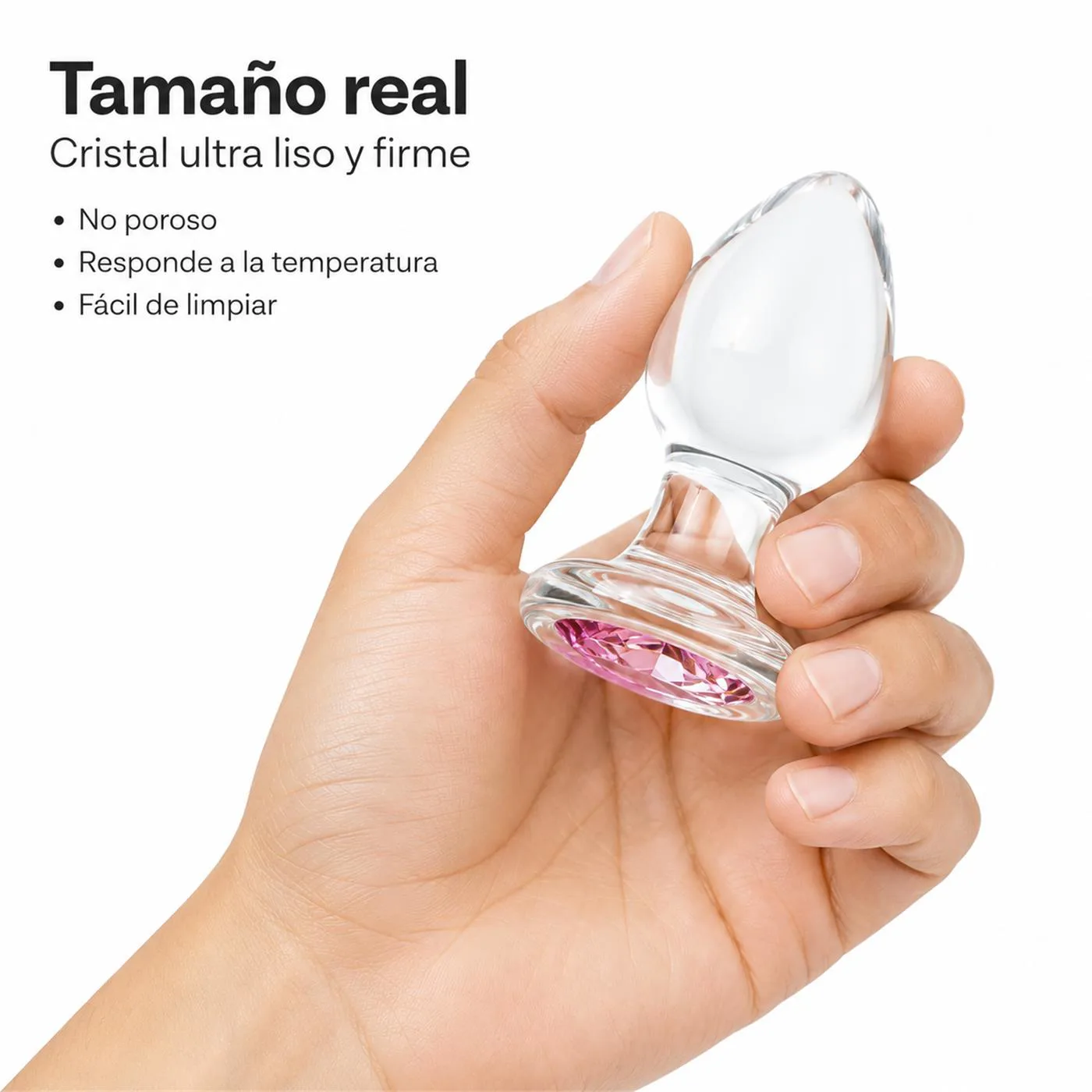 Glass Anal Plug Gemma Rosa Small - Imagen 4